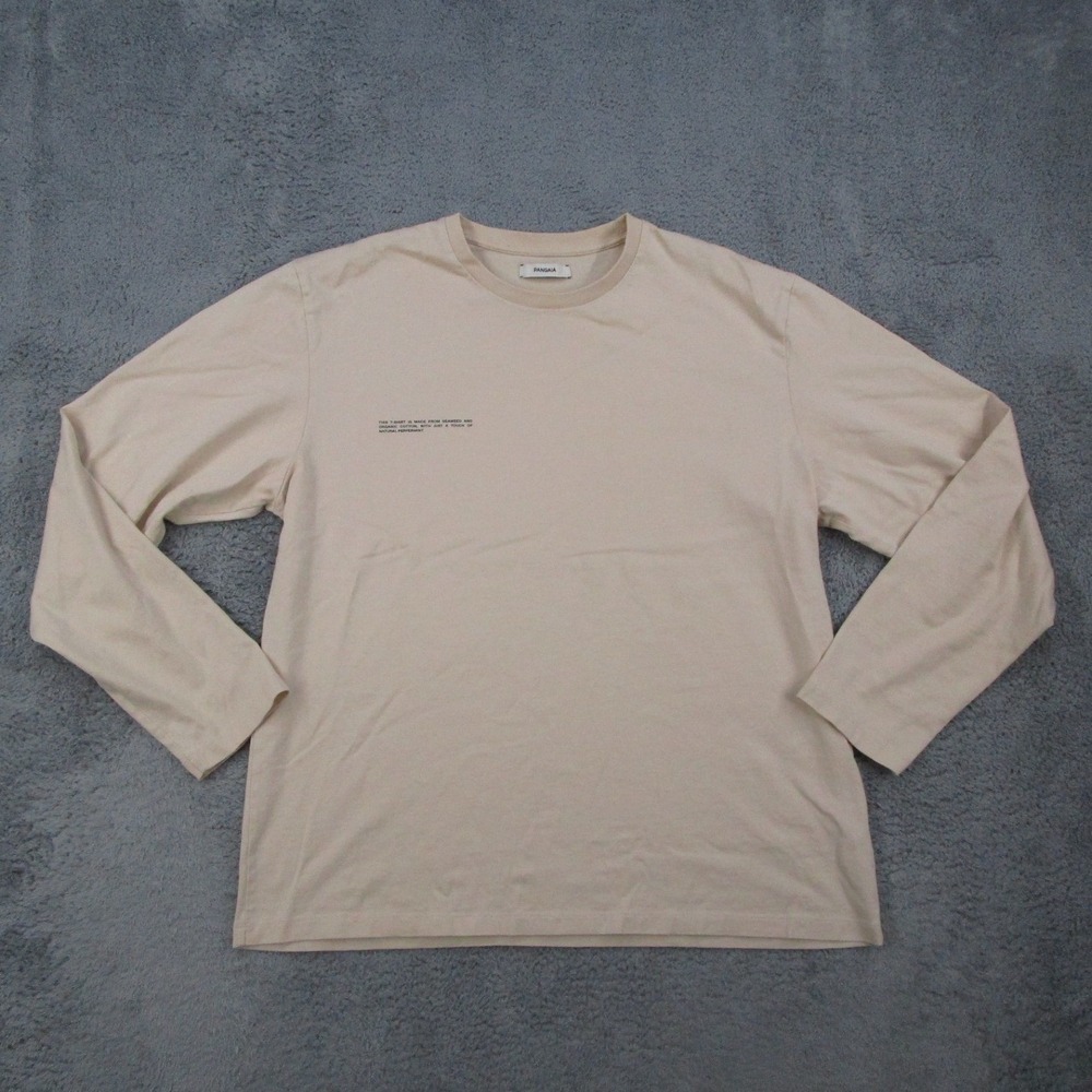 Pangaia Mens Long Sleeve T-Shirt Organic Cotton SeaCell Beige Sand Large L